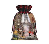 Rainy Street In Paris Bolsa de regalo impresa, perfecta bolsa de regalo de arpillera con bloqueo de color