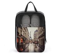 Rainy Street in Paris - Bolsa para zapatos con cierre de cremallera, bolsas de almacenamiento con asa y portátil, resistente al agua, artículos esenciales de viaje