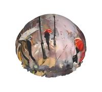 Rainy Street In Paris - Gorro de ducha para mujeres y hombres, reutilizable, de doble capa, con correa elástica, talla L