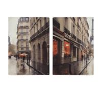 Rainy Street in Paris - Soporte para pasaporte para adultos, funda de piel sintética con ranuras para tarjetas, cartera minimalista con cremallera