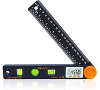 Rainyb Herramienta de búsqueda de ángulo digital de 7 pulgadas 0-360 grados LED transportador digital con niveles de burbujas verticales horizontales y regla medidor herramientas precisas para
