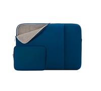 RAINYEAR Funda para portátil de 13 Pulgadas con Bolsa de Accesorios de Bolsillo para MacBook Air 13 Pulgadas M4 M3 M2 M1, Funda para MacBook Pro de 13,3 y 14 Pulgadas(Azul Marino,Versión Mejorada)