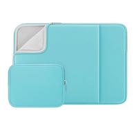 RAINYEAR Funda para Portátil de 14 Pulgadas con Bolsa de Accesorios de Bolsillo Compatible con Notebook Chromebook de 14 Pulgadas, Macbook Air M4 M3 M2 de 15 Pulgadas(Azul Claro,Versión Mejorada)