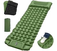 RAIRIS Colchoneta de camping autoinflable, colchoneta inflable ultraligera con cojín incorporado, bomba de pie para inflar rápidamente, colchoneta inflable plegable portátil, colchoneta inflable