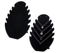 Rairsky Pack de 2 Expositor Collares con 5 Muescas Soporte de Terciopelo para Joyería Soporte Organizador de Joyas Colgantes para Collares, Pulsera, Cadena, Colgar Collares Negro