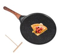 Rairsky Sartén para Crepas Antiadherente,26cm Sartén Antiadherente para Crepes,Crepera Sarten con Esparcidor,Fácil de Limpiar,para Crepes, Pancakes y Tortillas sin PFOA (Color Negro)