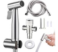 Raisand Equipado con tornillos universales G1 / 2 y mangueras telescópicas de 1,5 m,ducha higienica para wc,grifo bidet para wc，para limpieza de inodoros higiene personal de mascotas y más