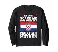 Raised by a Croatian Mother Mother's Day Croatia Flag Manga Larga