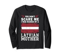 Raised by a Latvian Mother Mother's Day Latvia Flag Manga Larga