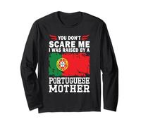 Raised by a Portuguese Mother Mother's Day Portugal Flag Manga Larga