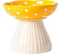 Raised Cat Bowl Ceramic Cat Bowl Cute Mushroom Design Food Water Bowl Large Shallow for Adult Cats Small Dogs