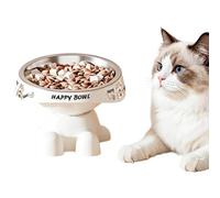 Raised Cat Bowl - PP Stainless Steel, Non-Slip Pet Feeder Dish, 15 Degree Tilt Design | Elevated Puppy Water Bowl, Removable Feeding Tray, Spill Catcher For Kittens, Puppies, Indoor and Outdoor Use