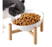Raised Cat Bowl - Pro | Ceramic Dishes - Gamelle Chat Céramique Surélevée Anti-Vomissement Avec Support En Bois Chien Chatons BOL Alimentaire Antidérapant Pour Nourriture et EAU | 2026 Pro