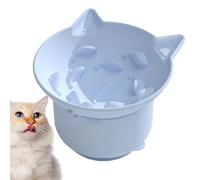 Raised Cat Bowl, Tilted Pet Feeder, 5.43x5.12x3.54 Inches, Elevated Silicone Dishes, Anti Vomiting Design, Mealtime Comfort for Small Dogs, Flat Faced Cats, Blue and Gray