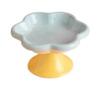 Raised Cat Bowls - Elevated Food Water Bowl, Cute Flower Pattern Ceramic Design, Sturdy Comfortable Structure | Lightweight Portable Feeding Accessory, Ideal for Kittens Fat-Faced Cats, Small Dogs