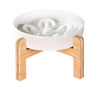 Raised Cat Food Bowl, Spill-Proof Slow Feeder, Ceramic Pet Dish, Anti-Slip Dog Food Container (3.94x3.94x4.72 inches), Feeding Supplies for Cats and Small Dogs