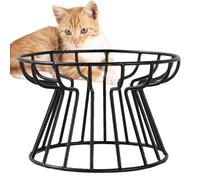 Raised Cat Food Bowls - Ceramic Whisker-Friendly Anti-Vomit Plate, Elevated Feeding Bowl with Metal Stand | Shallow Water & Food Dish for Cats, Non-Slip Raised Cat Food Dish, Pet Feeding Accessory, Se