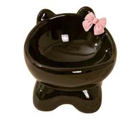 Raised Dishes for Cats, 15-Degree Tilted Pet Cat Food Bowl, Non-Slip Kitten-Shape Bowl, Sturdy Ceramic, Pet Feeding Bowl for Indoor Cat Small Dog Kitten, 5.71x5.91 Inches