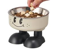 Raised Dog Bowl - Cuenco de acero inoxidable, 5,51 x 4,13 pulgadas, elevado, antideslizante | Ergonomic Neck Joint Relief Water And Food Bowl, Stainless Steel Pet Food Dish for Dogs, Puppies, Cats