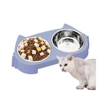 Raised Dog Bowl Stand | Anti-Slip Feeding Detachdable Station | Dog Bowl Riser with Double Stainless Steel Dish - For Home Living Room Kitchen Apartment Dining Area Yard Patio Garage