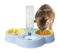 Raised Feed Hub, Auto Nourish Hydration Sys, Compact Triple Bowl Set, Ceramic Glazed Porcelain Finish, Animal Eating Drink Station Spill, Kittens Canines Apts Cafes Offices Use 13.38x8.66x1.96 inch