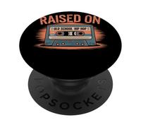 Raised ON Old School Hip Hop Cinta Retro Rap Años 80 Música PopSockets PopGrip Adhesivo