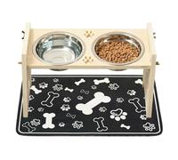 Raised Pet Bowl Set - Adjustable Wooden Elevated Dog Cat Food Water Station with Splash Guard, Anti Spill Feeding System for Indoor Outdoor Travel | Home Daily Pet Feeding Use