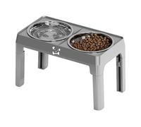 Raised Pet Feeding Station, Dog Water Bowl with Stand, Dog Bowls Adjustable to 5 Heights, Feeding Aid for Small Medium Large Breeds, Stainless Steel Food Dish for Cats Puppies, 16.5 Inch