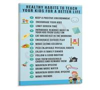 Raising Healthy Kids Poster Good Habits and Manners Educational Wall Art Canvas Print for Classroom Decor Bedroom Living Room(Framed,16x24inch(40x60cm))