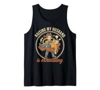 Raising My Husband Is Exhausting Funny Wife Retro Camiseta sin Mangas