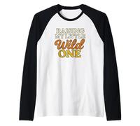 Raising My Little Wild One Cute Retro Vida de los Padres Camiseta Manga Raglan