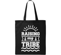 Raising My Tribe - Bolsa de algodón ecológico natural con diseño de piña y sol, color negro, Black, Talla única