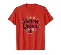 Raising Queens: Regalo de Corona Floral para Hijas empoderando Camiseta, Hombre, Rojo, L