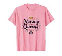 Raising Queens: Regalo de Corona Floral para Hijas empoderando Camiseta, Hombre, Rosado, 3XL