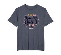 Raising Queens: Regalo de Corona Floral para Hijas empoderando Camiseta, Hombre Tallas Grandes, Azul Jaspeado, 3X Alto