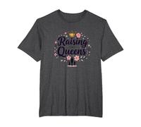 Raising Queens: Regalo de Corona Floral para Hijas empoderando Camiseta, Hombre Tallas Grandes, Jaspeado Oscuro, 3X Alto