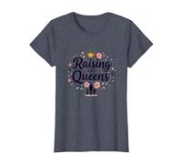 Raising Queens: Regalo de Corona Floral para Hijas empoderando Camiseta, Mujer, Azul Jaspeado, 3XL