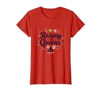 Raising Queens: Regalo de Corona Floral para Hijas empoderando Camiseta, Mujer, Rojo, XXL