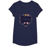 Raising Queens: Regalo de Corona Floral para Hijas empoderando Camiseta, Niñas, Azul Marino, Grande