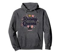 Raising Queens: Regalo de Corona Floral para Hijas empoderando Sudadera con Capucha, Unisex para Adultos, Jaspeado Oscuro, XXL