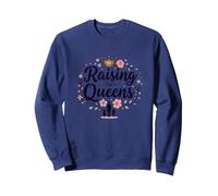 Raising Queens: Regalo de Corona Floral para Hijas empoderando Sudadera, Unisex para Adultos, Azul Marino, XXL