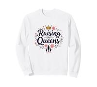 Raising Queens: Regalo de Corona Floral para Hijas empoderando Sudadera, Unisex para Adultos, Blanco, XL
