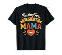 Raising Tiny Disciples Mama Christian Mom Faith Diseño Retro Camiseta