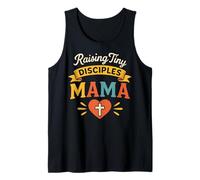 Raising Tiny Disciples Mama Christian Mom Faith Diseño Retro Camiseta sin Mangas