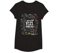 Raíz Cuadrada de 121 cumpleaños 11 años de Edad Math Bday Regalo Camiseta, Niñas, Negro, L