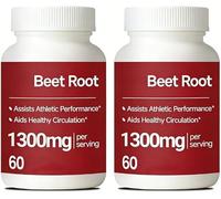 Raíz de remolacha, 1300 mg, 60 unidades, [nuevo] ayuda a una circulación y vitalidad saludables, sin OGM, sin gluten, para mejorar la energía y la resistencia,2Pcs