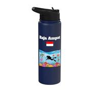Raja Ampat souvenir arrecifes de coral bandera indonesia buceo Stainless Steel Insulated Water Bottle