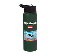 Raja Ampat souvenir arrecifes de coral bandera indonesia buceo Stainless Steel Insulated Water Bottle