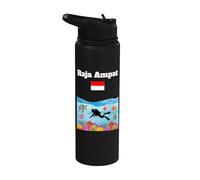 Raja Ampat souvenir arrecifes de coral bandera indonesia buceo Stainless Steel Insulated Water Bottle