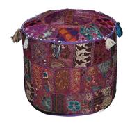 Rajasthali Vintage Indio otomano Embelli con cojín Bordado y Patchwork Reposapiés, 46 x 33 cm